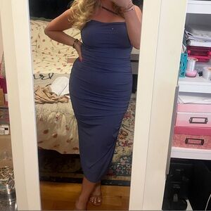 Abercrombie & Fitch Purple Tank Top Ruched Midi Dress